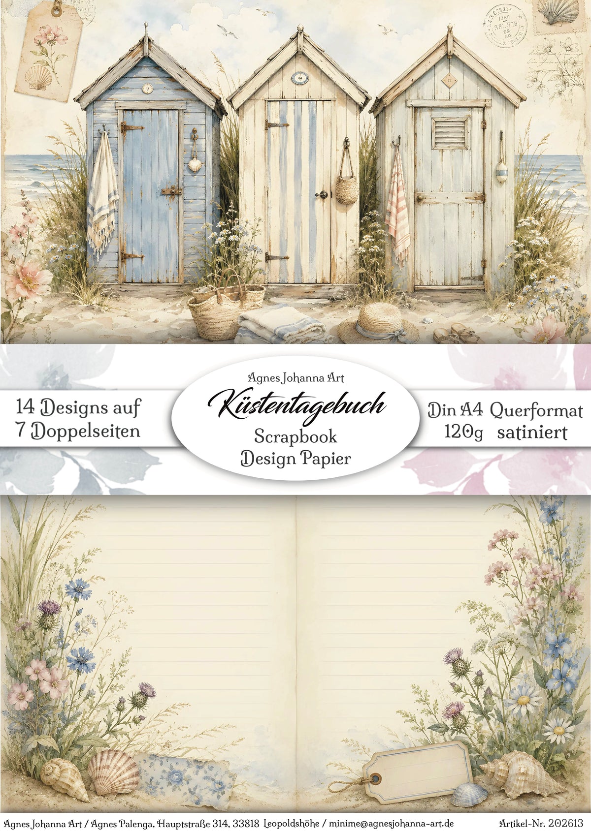 Gedrucktes Papierset "Küstentagebuch"
