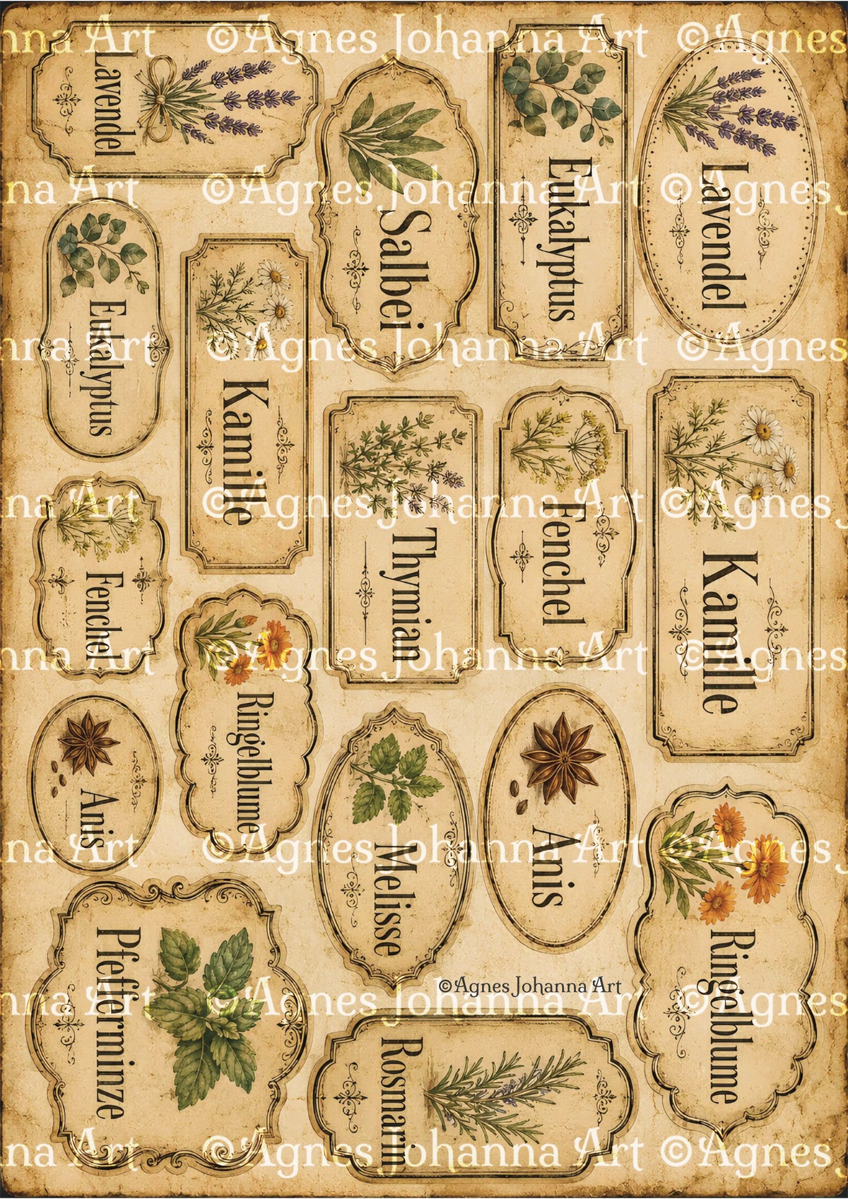 Gedrucktes Papierset "Herboristerie "
