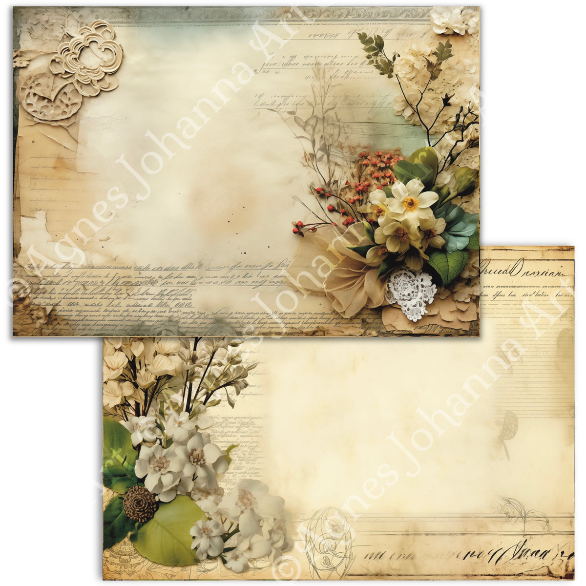 Gedrucktes Papierset "Vintage Garden Secrets"
