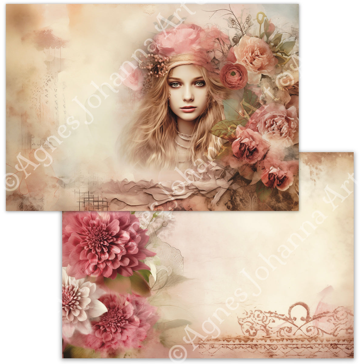 Gedrucktes Papierset "Velvet Roses"