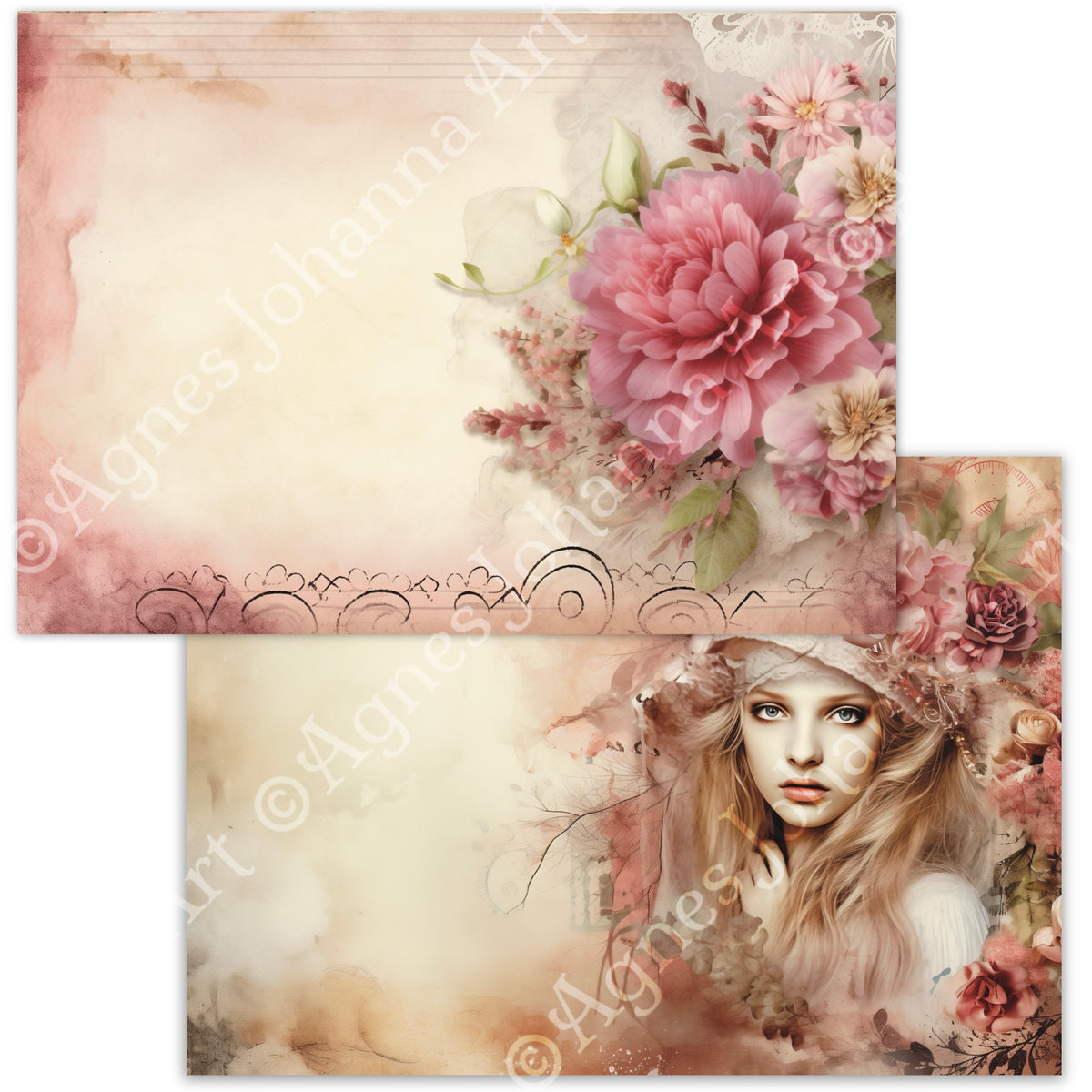 Gedrucktes Papierset "Velvet Roses"