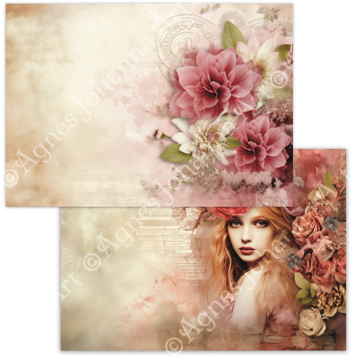Digitales Papierset „Velvet Roses“ - A4 zum Ausdrucken