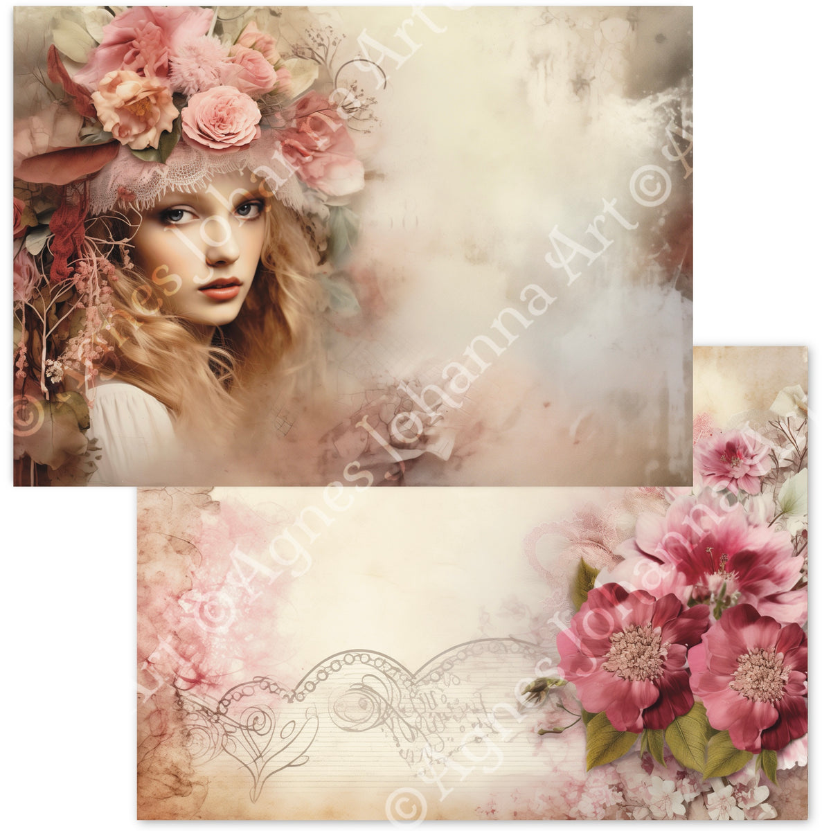 Digitales Papierset „Velvet Roses“ - A4 zum Ausdrucken