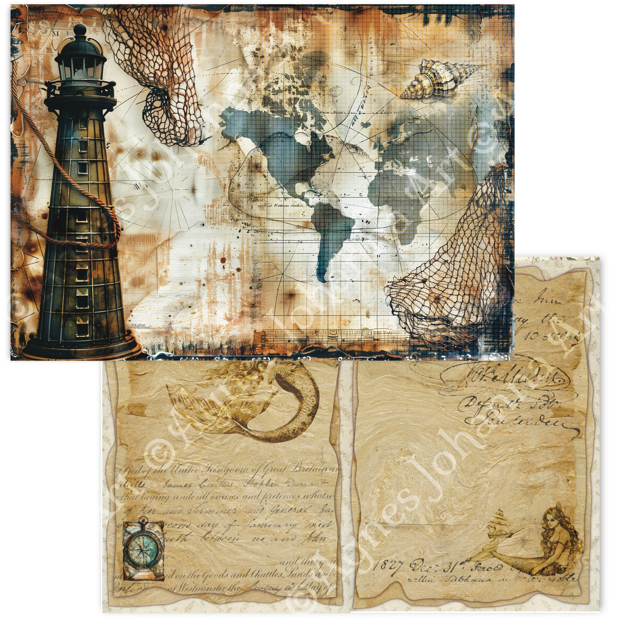 Digitales Papierset „Nautical“ - A4 zum Ausdrucken