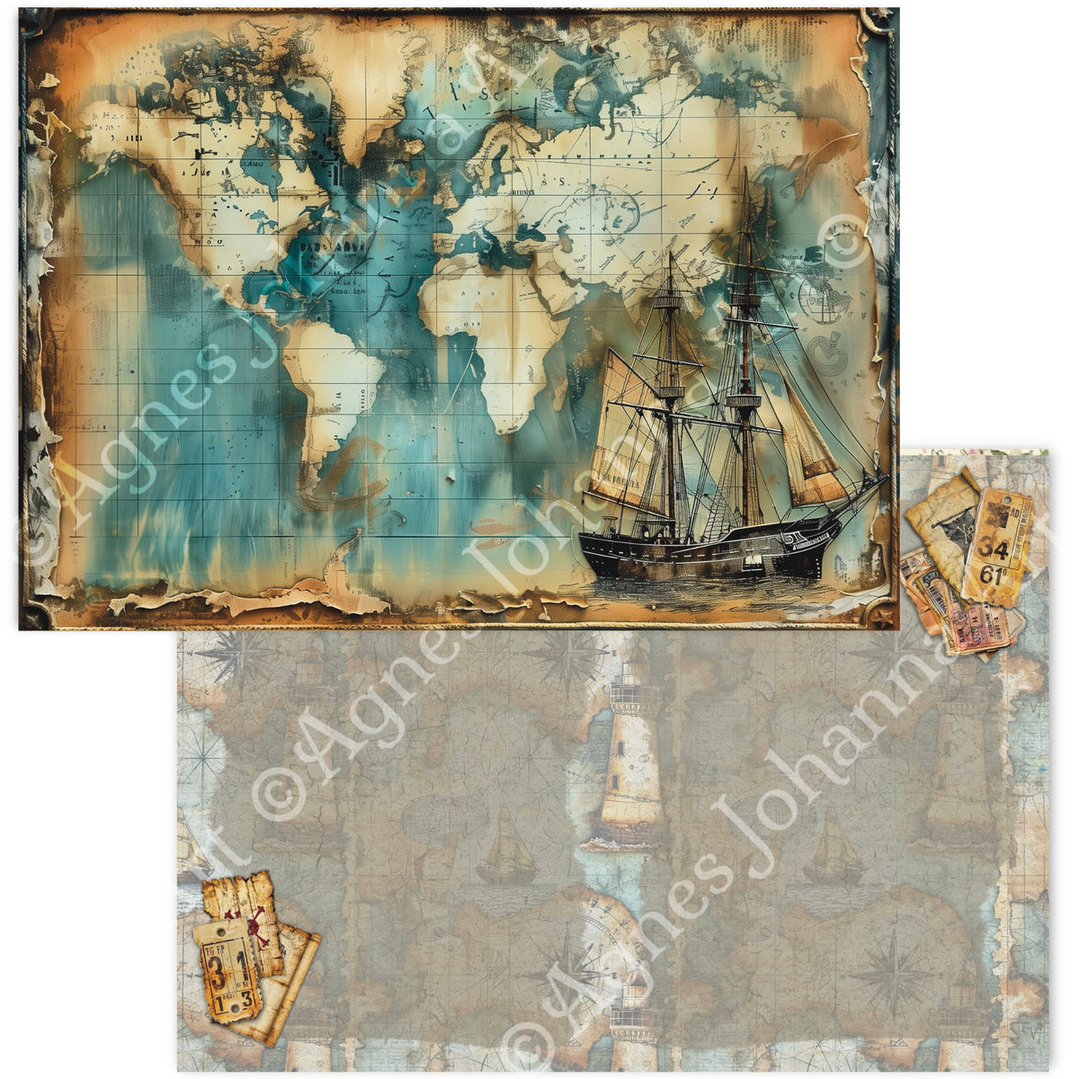 Digitales Papierset „Nautical“ - A4 zum Ausdrucken