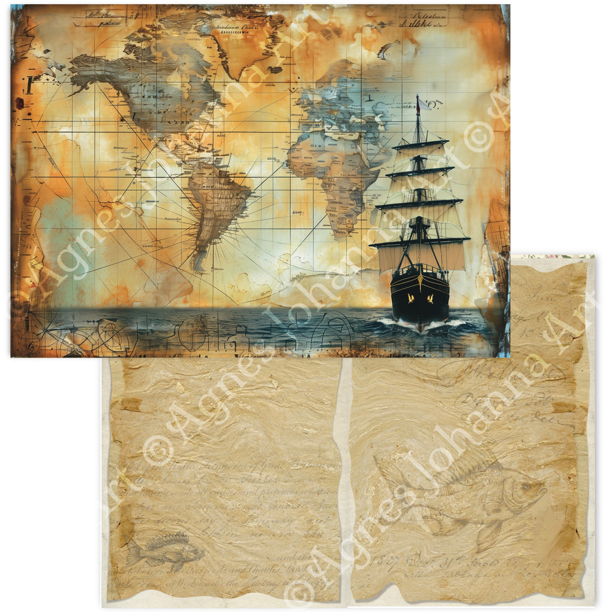 Digitales Papierset „Nautical“ - A4 zum Ausdrucken