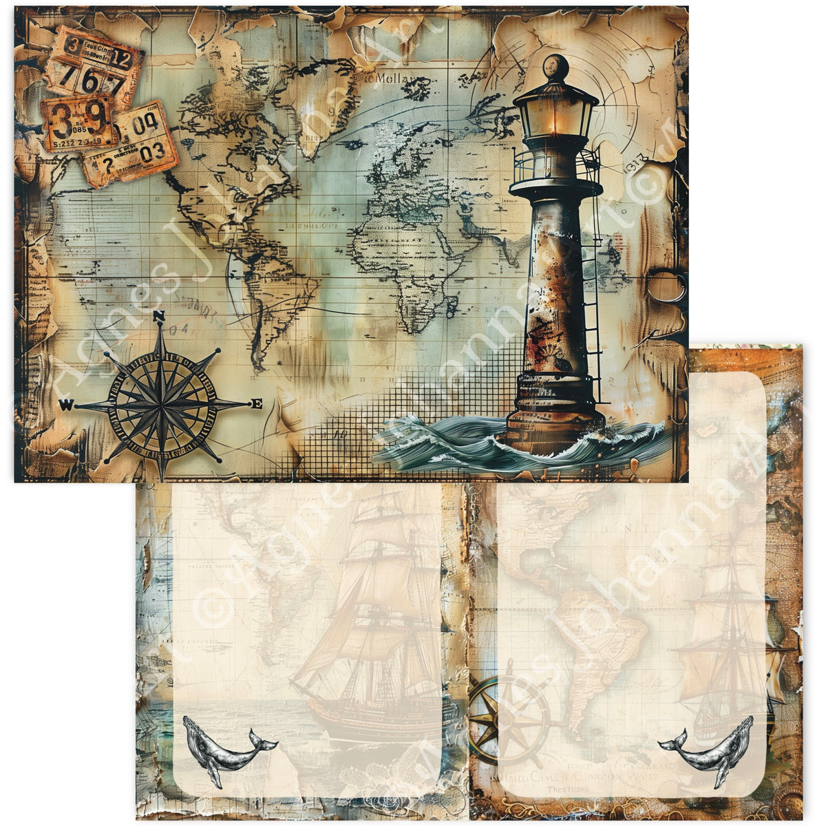 Gedrucktes Papierset "Nautical"