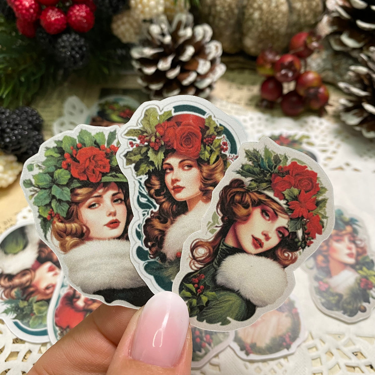 Vintage Weihnacht Ladies | Sticker Set mit 16 Stickern