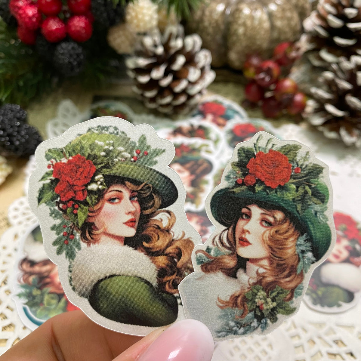 Vintage Weihnacht Ladies | Sticker Set mit 16 Stickern