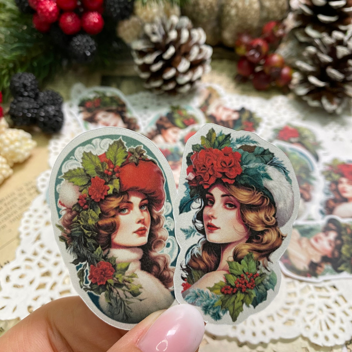 Vintage Weihnacht Ladies | Sticker Set mit 16 Stickern