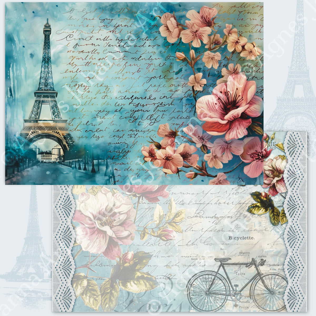 Digitales Papierset „Paris a Velo“ - A4 zum Ausdrucken