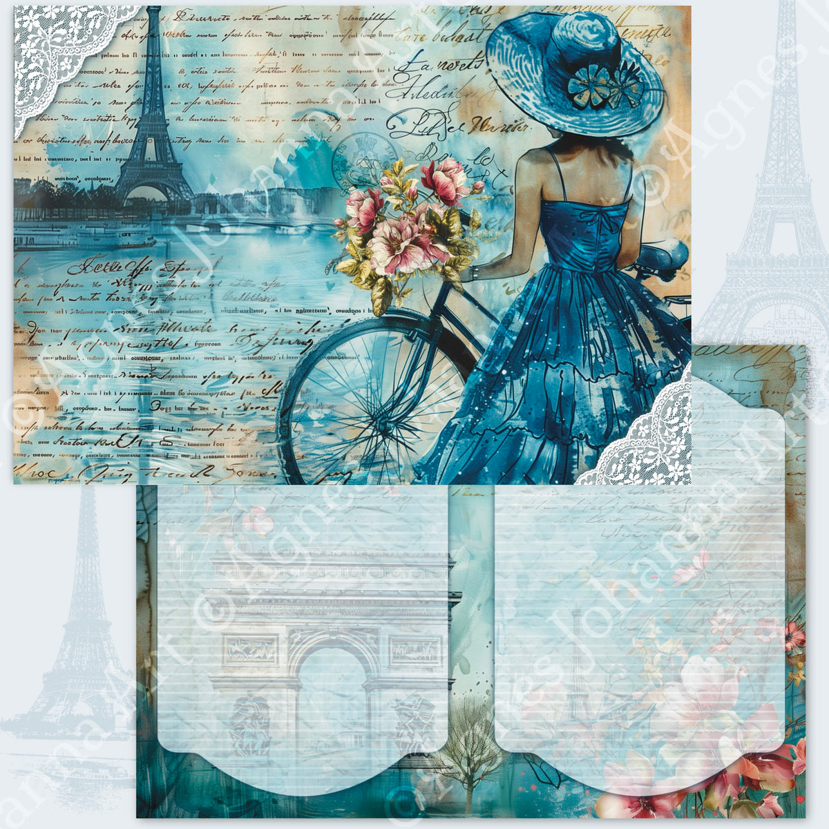 Digitales Papierset „Paris a Velo“ - A4 zum Ausdrucken