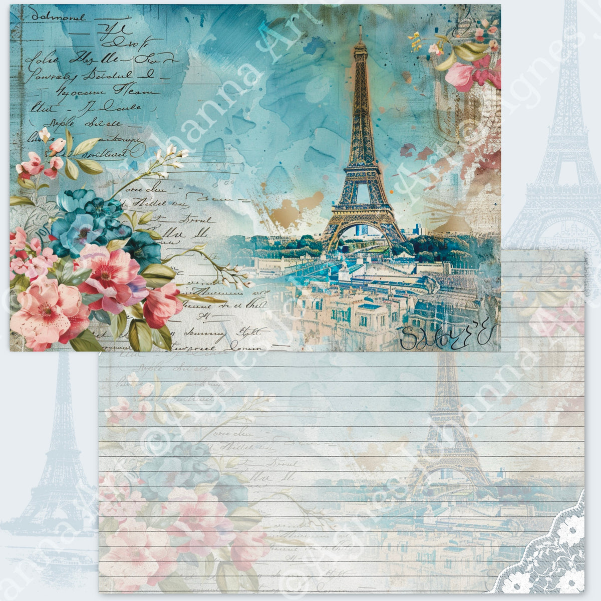 Digitales Papierset „Paris a Velo“ - A4 zum Ausdrucken