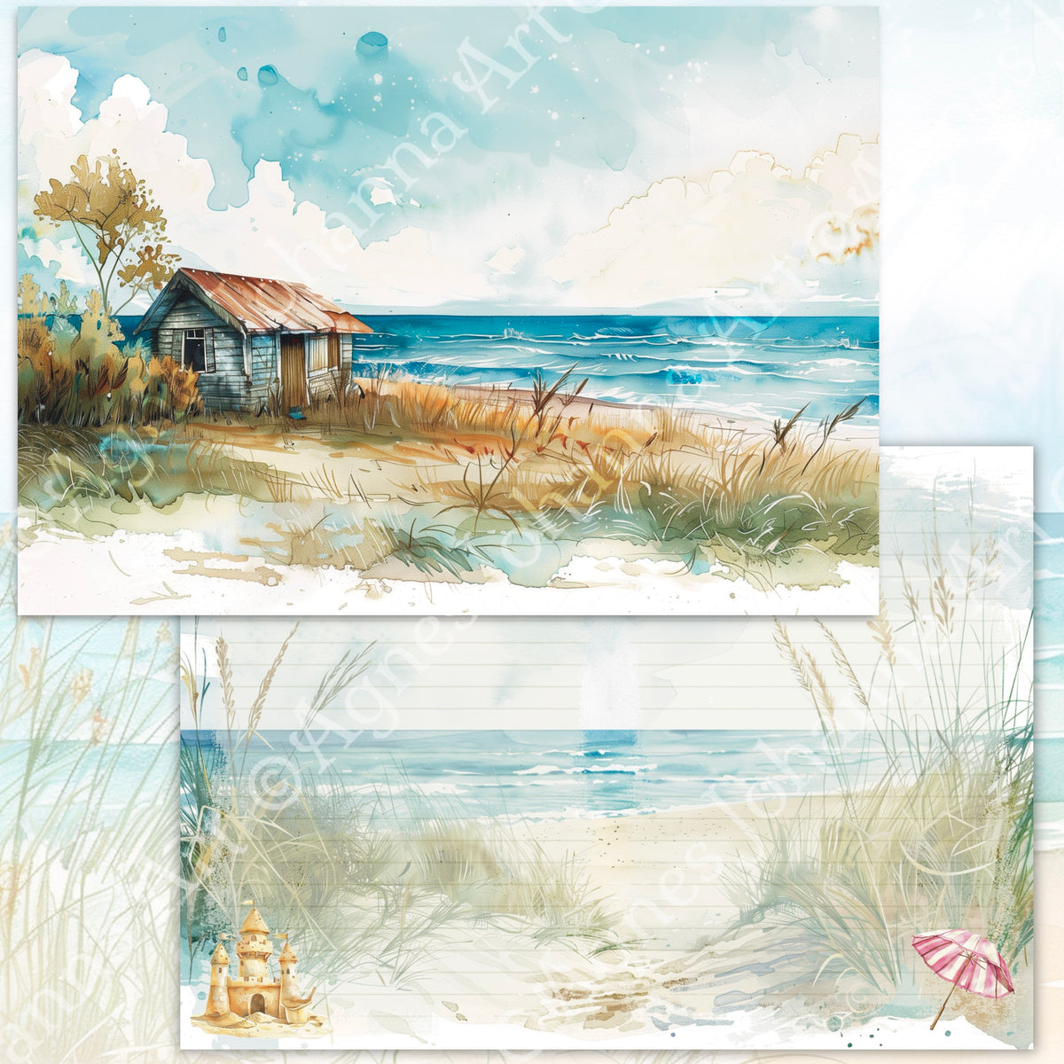 Digitales Papierset „Meeresbrise“ – A4 zum Ausdrucken
