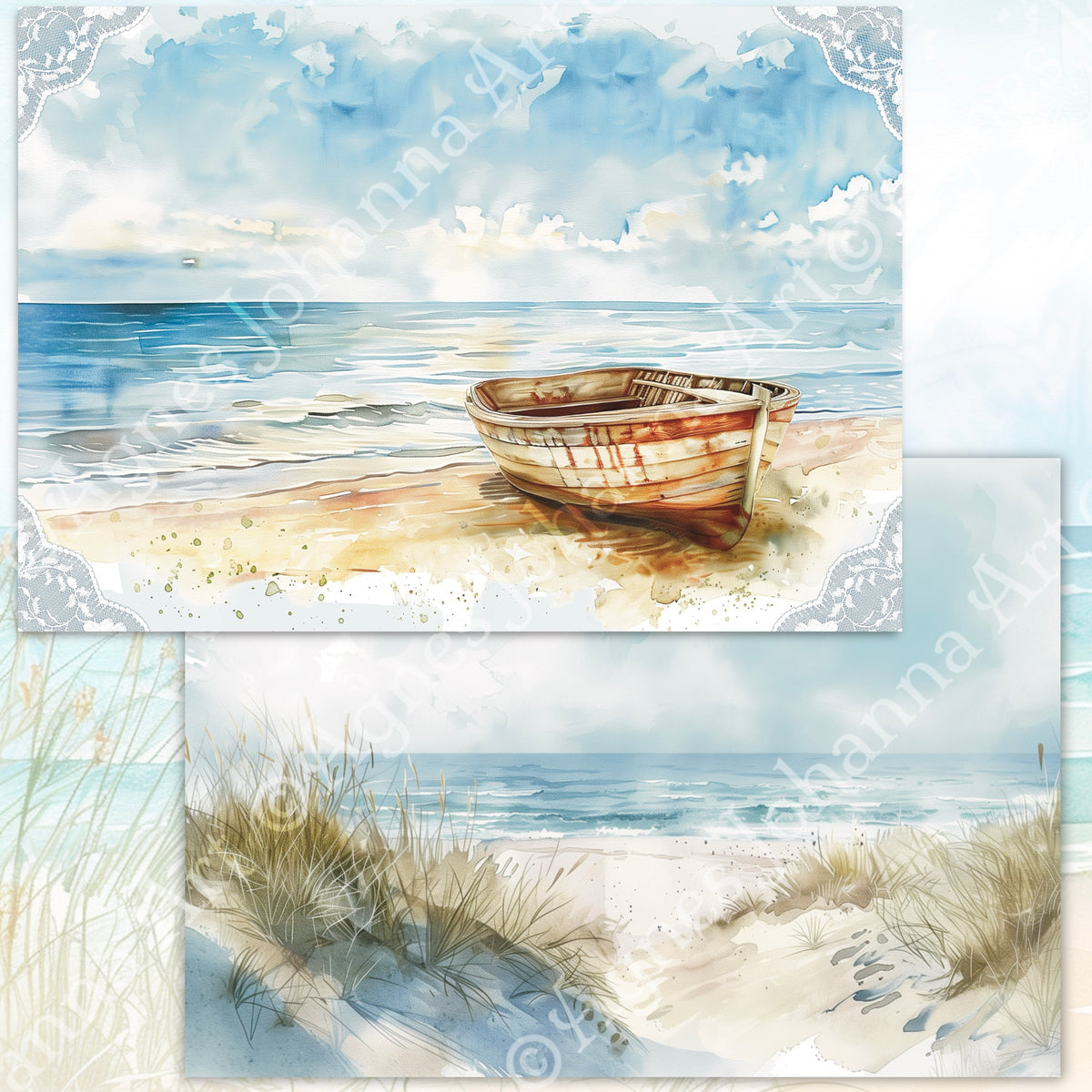 Digitales Papierset „Meeresbrise“ – A4 zum Ausdrucken