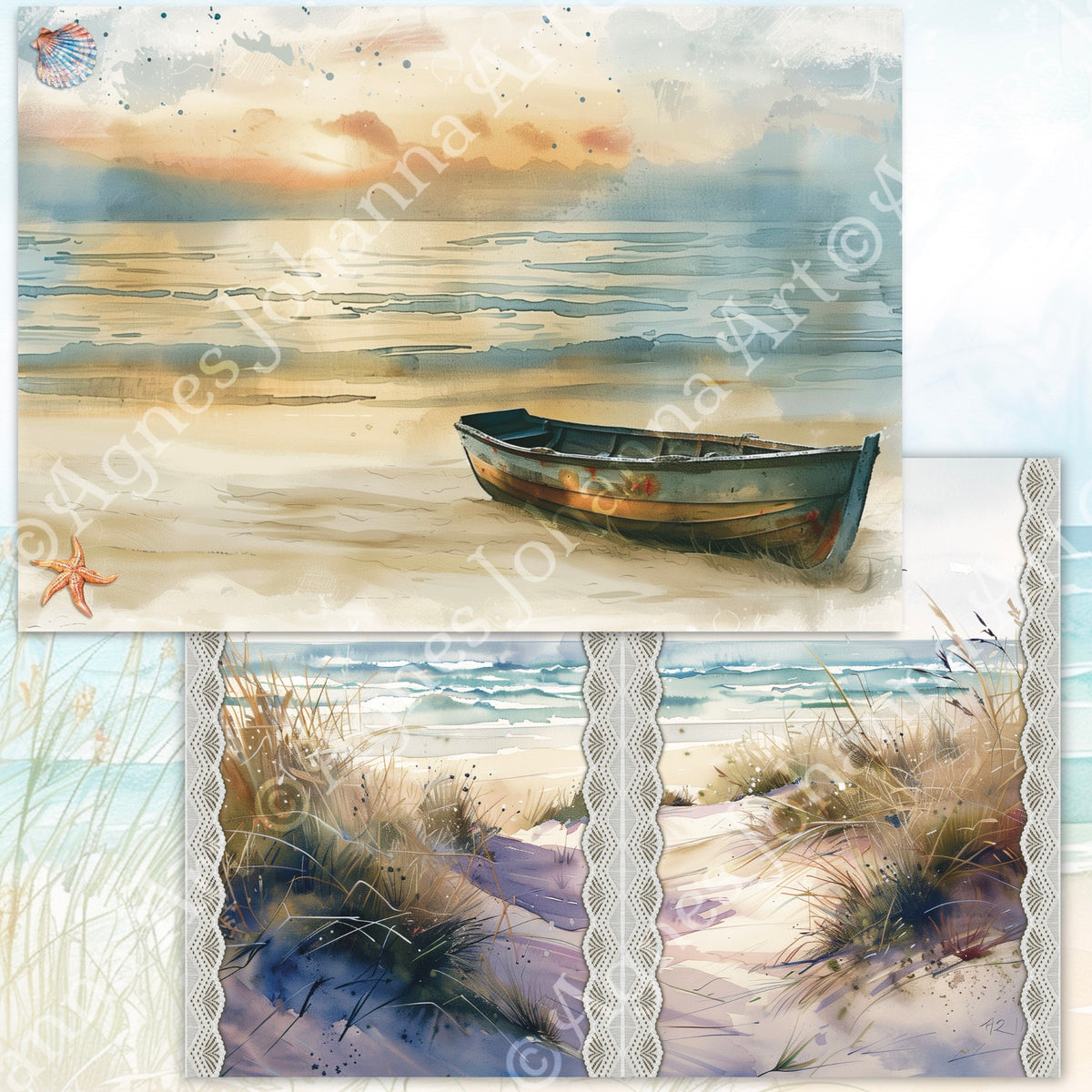 Digitales Papierset „Meeresbrise“ – A4 zum Ausdrucken