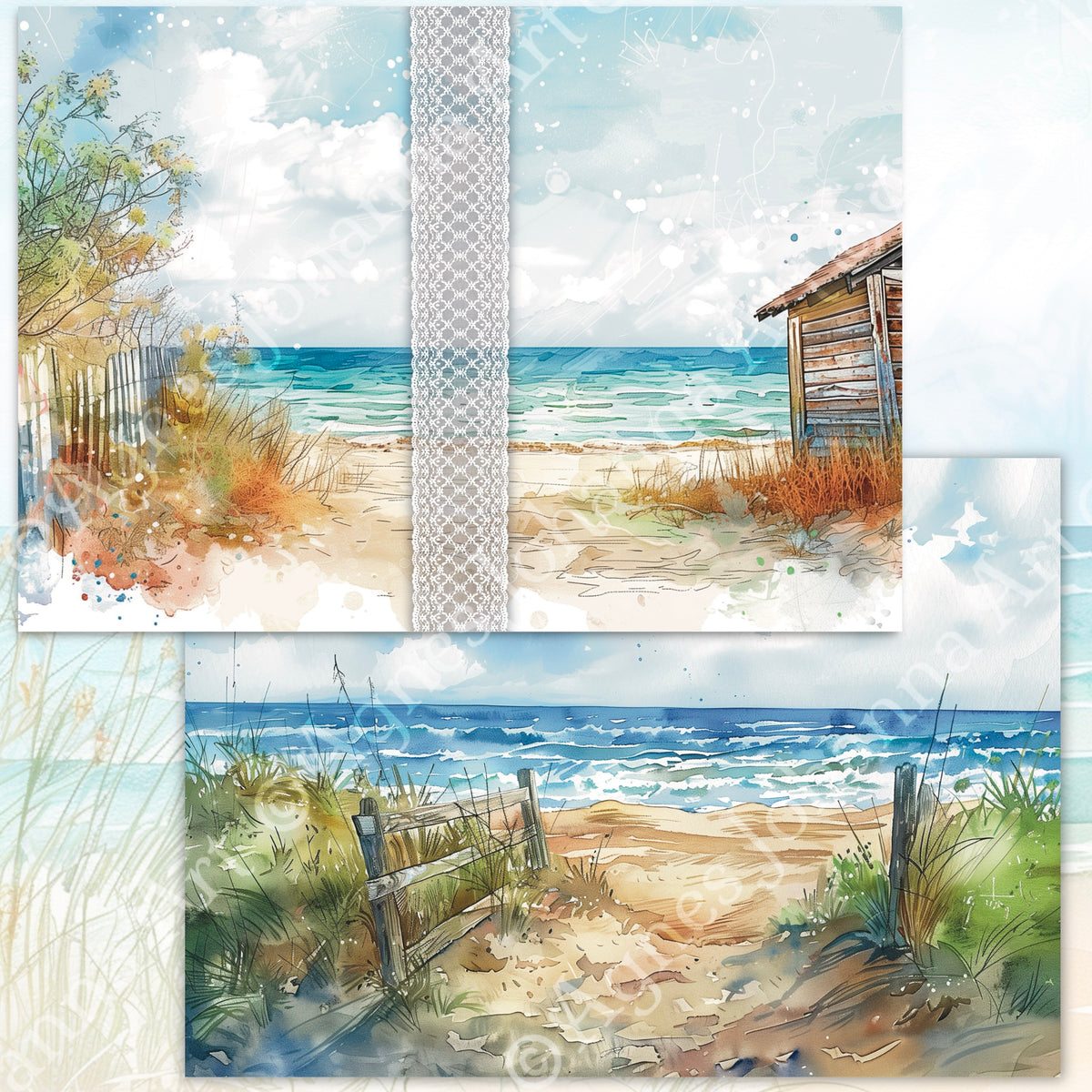 Digitales Papierset „Meeresbrise“ – A4 zum Ausdrucken