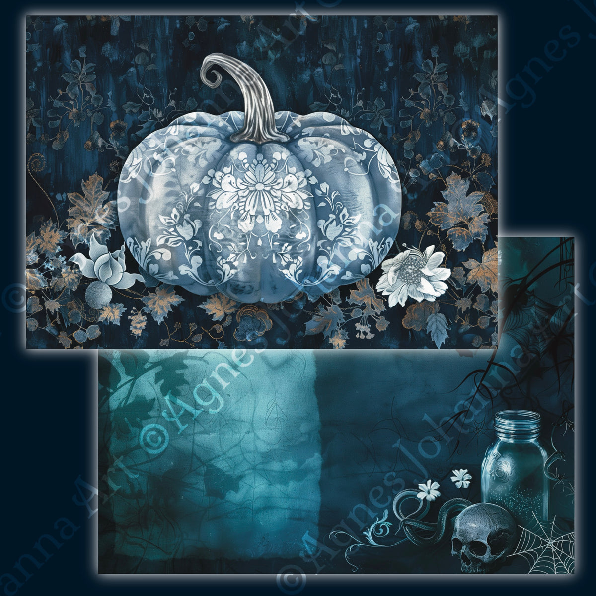 Digitales Papierset „Indigo Halloween“ - A4 zum Ausdrucken
