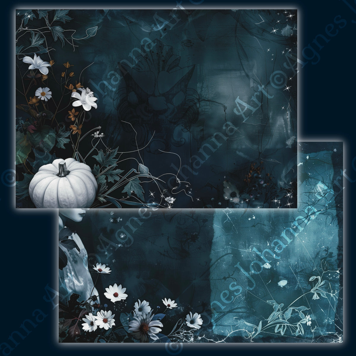 Digitales Papierset „Indigo Halloween“ - A4 zum Ausdrucken
