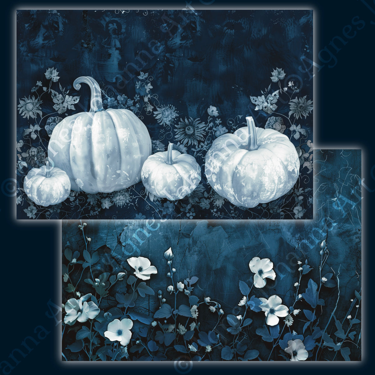 Digitales Papierset „Indigo Halloween“ - A4 zum Ausdrucken