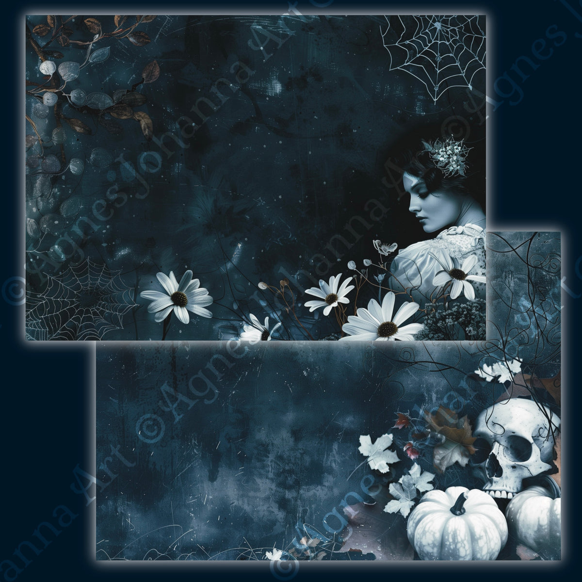 Digitales Papierset „Indigo Halloween“ - A4 zum Ausdrucken