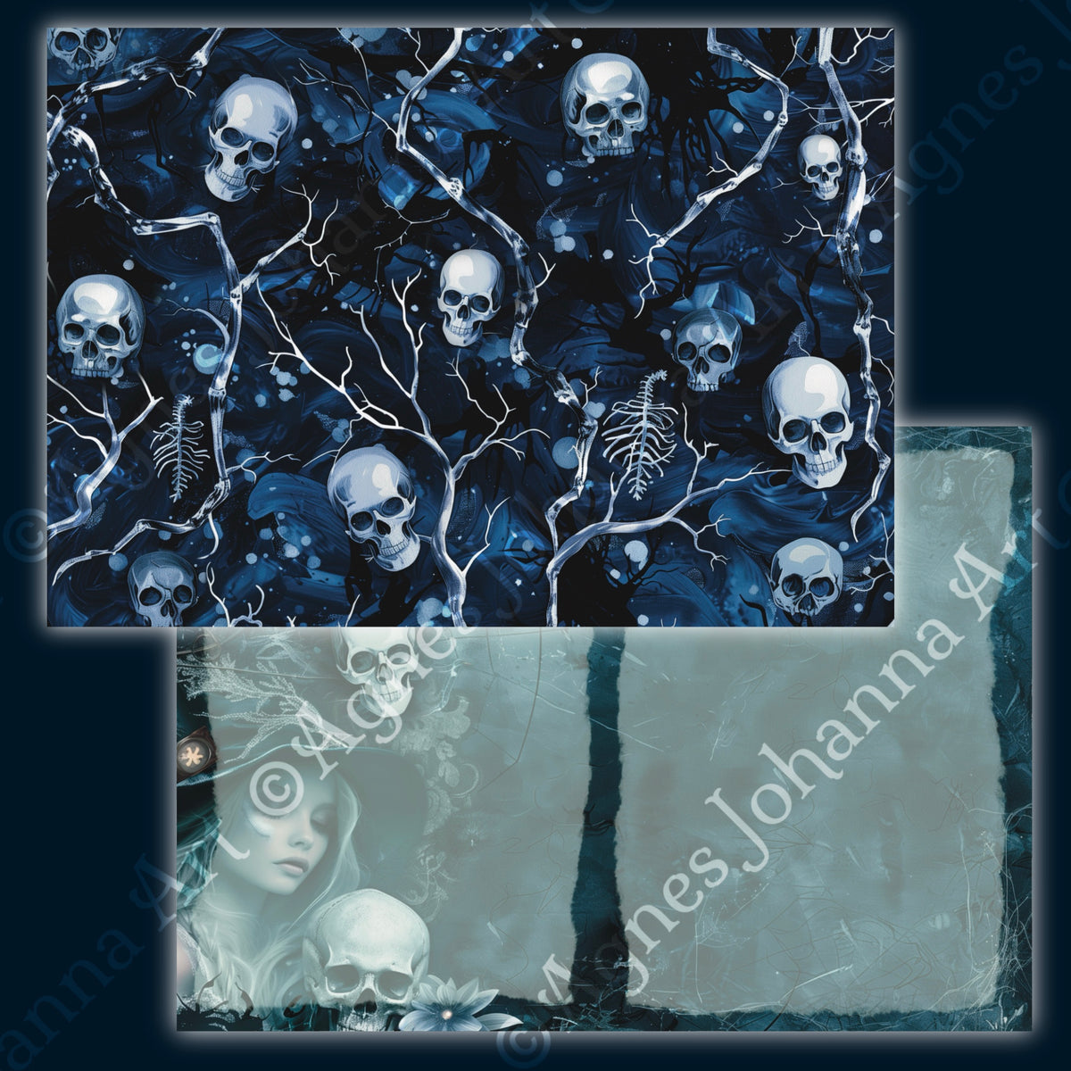 Digitales Papierset „Indigo Halloween“ - A4 zum Ausdrucken