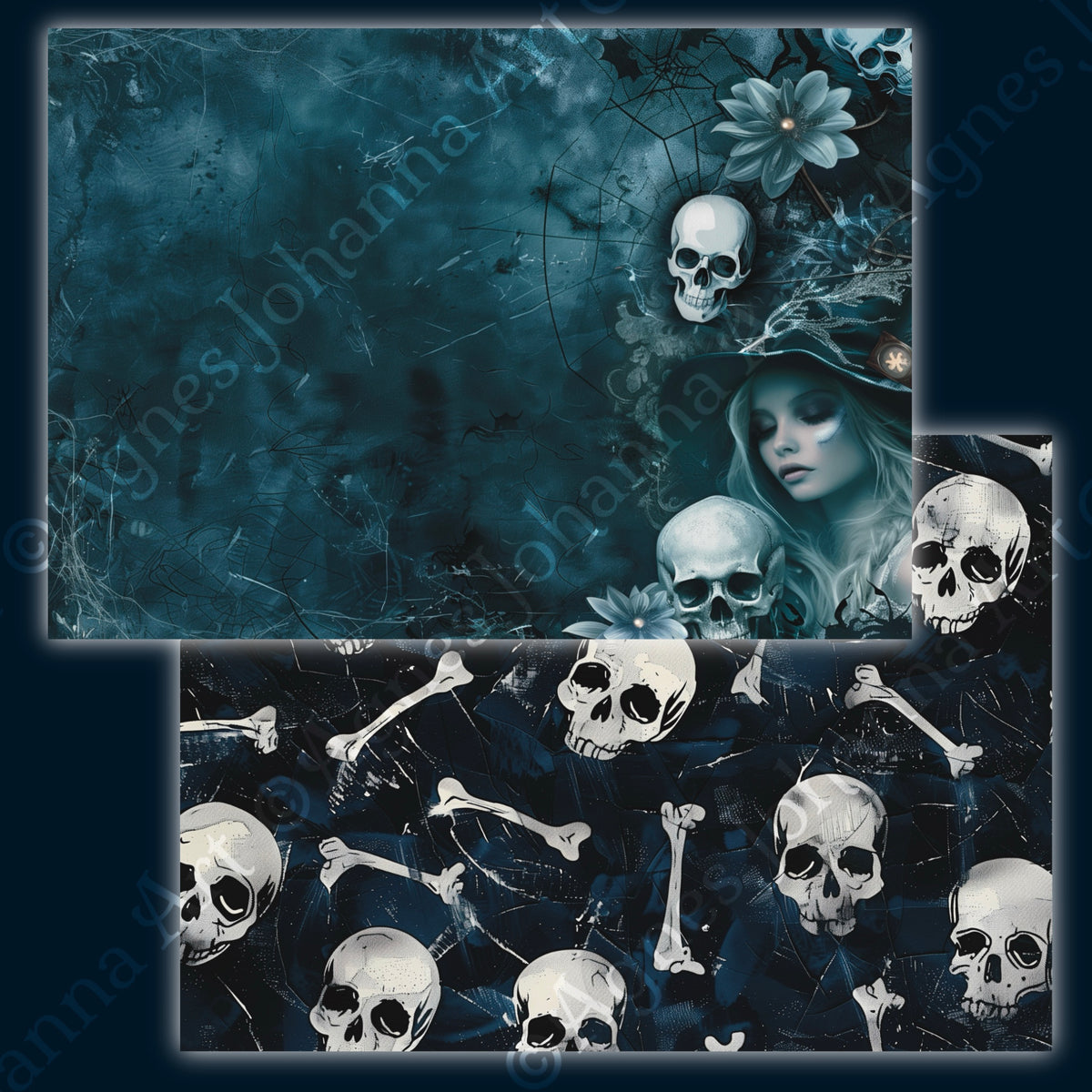 Digitales Papierset „Indigo Halloween“ - A4 zum Ausdrucken