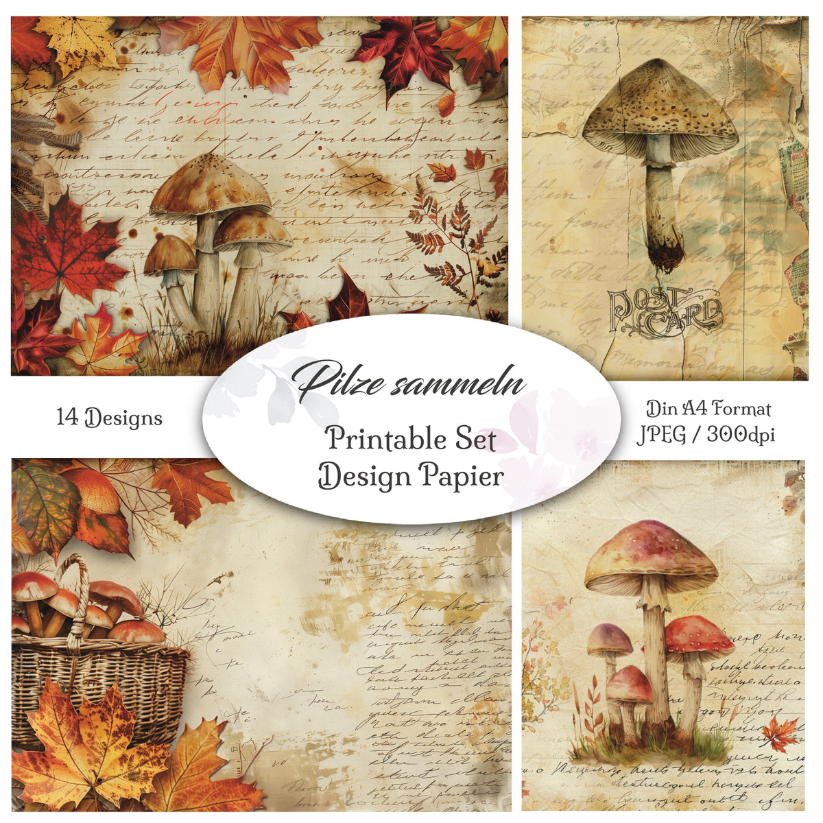 Digitales Papierset „Pilze sammeln“ - A4 zum Ausdrucken
