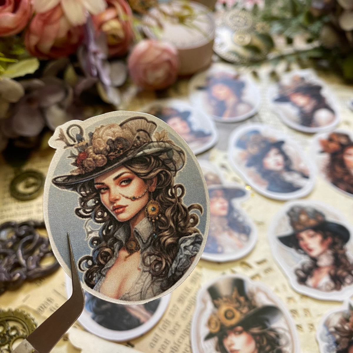 Steampunk Ladies | Sticker Set mit 16 Stickern