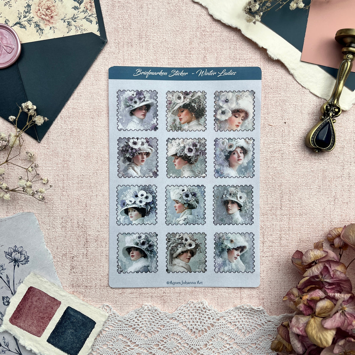 Briefmarken Stickerbogen Bundle | 7 Designs