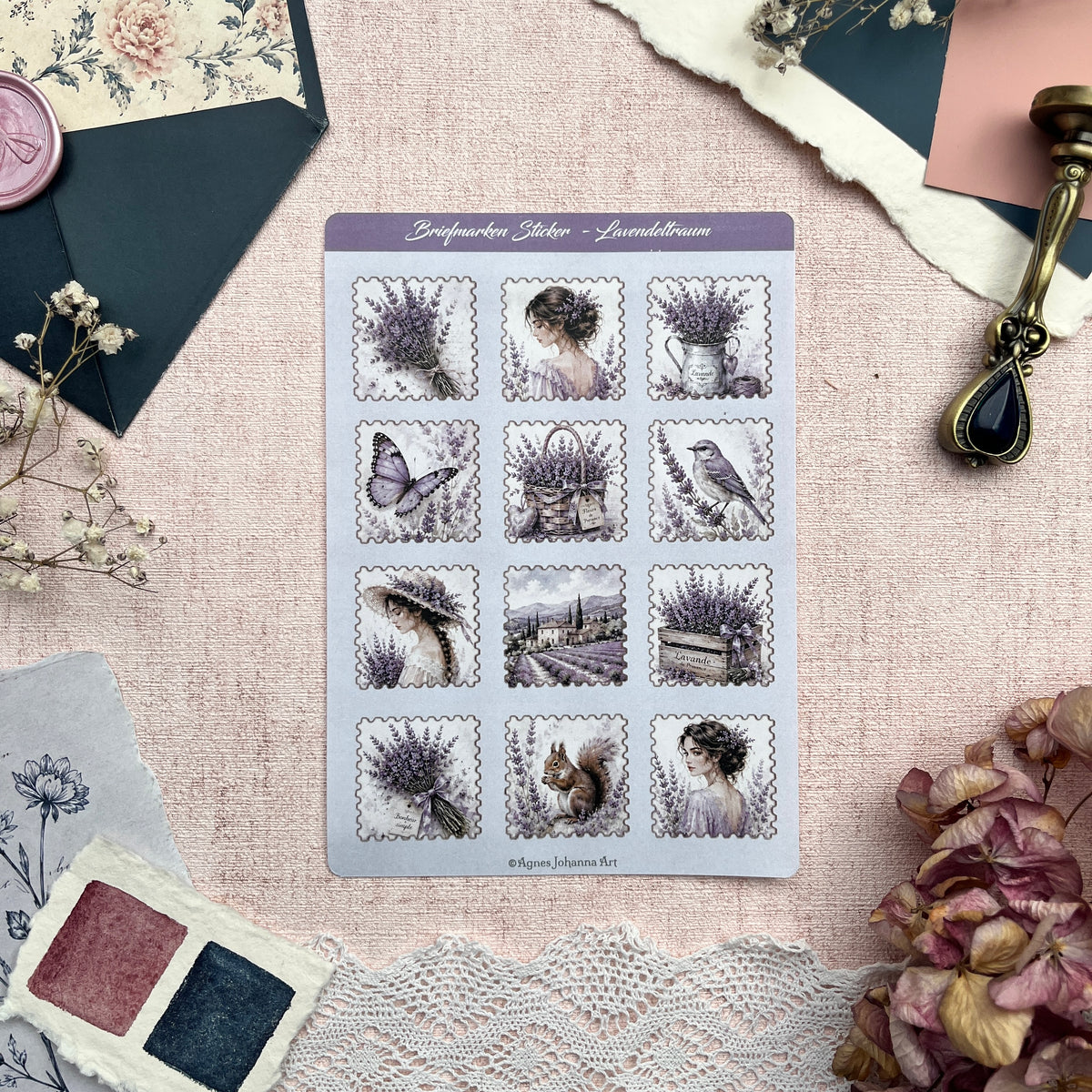 Briefmarken Stickerbogen Bundle | 7 Designs