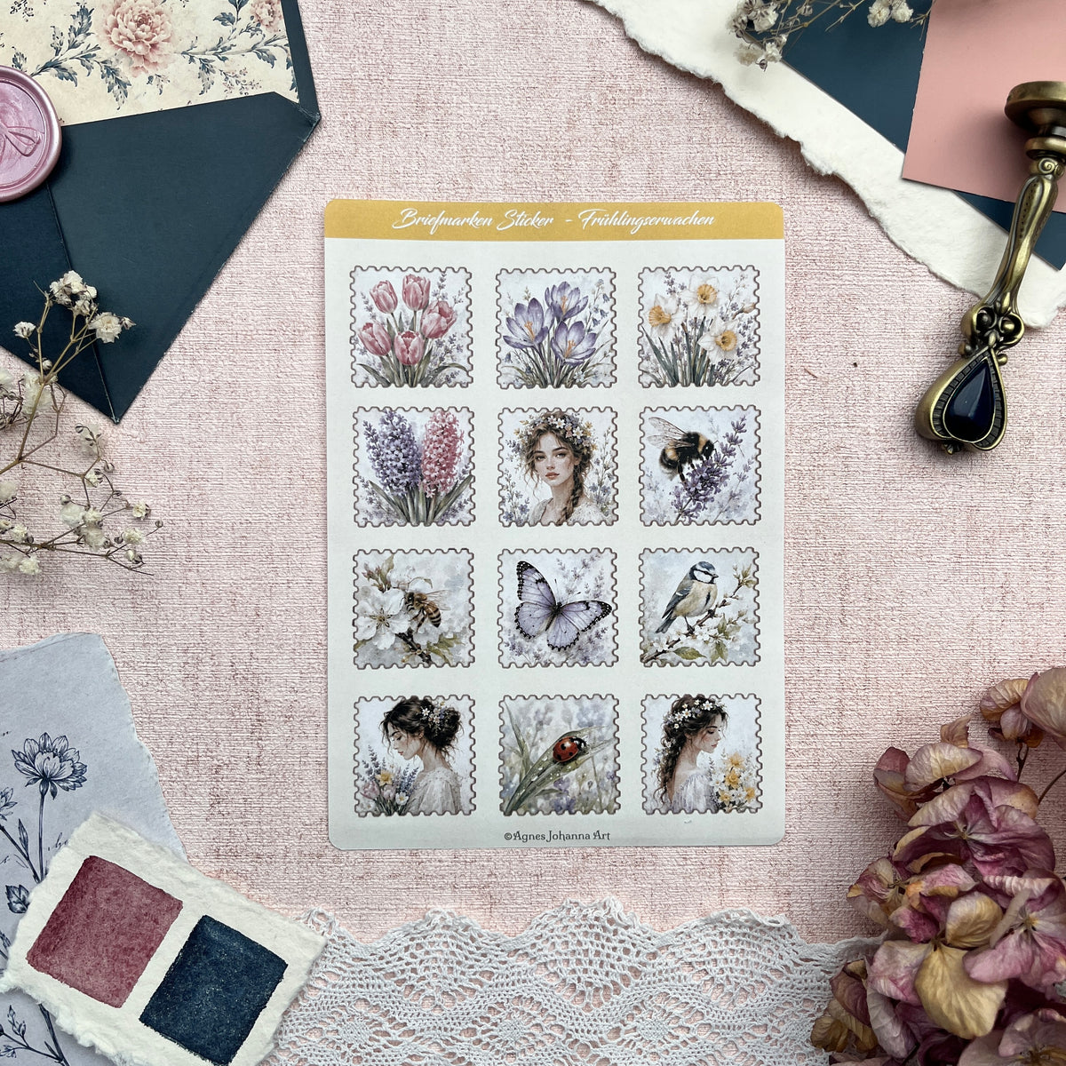 Briefmarken Stickerbogen Bundle | 7 Designs