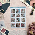 Vintage Magnolien | Briefmarken Stickerbogen mit 12 Stickern