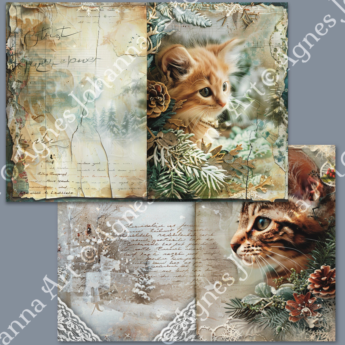 Digitales Papierset „Tierische Freunde - Katzen“ - A4 zum Ausdrucken