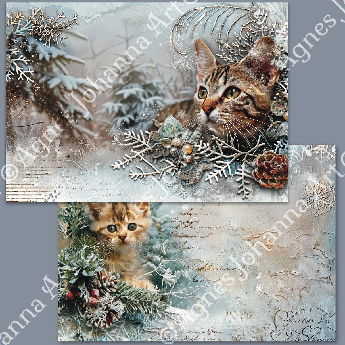Digitales Papierset „Tierische Freunde - Katzen“ - A4 zum Ausdrucken