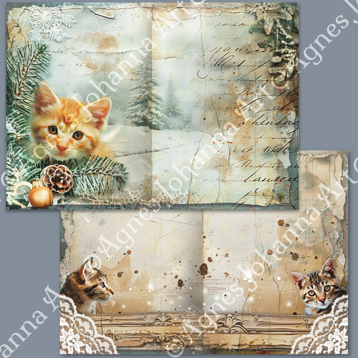 Gedrucktes Papierset "Tierische Freunde - Katzen"