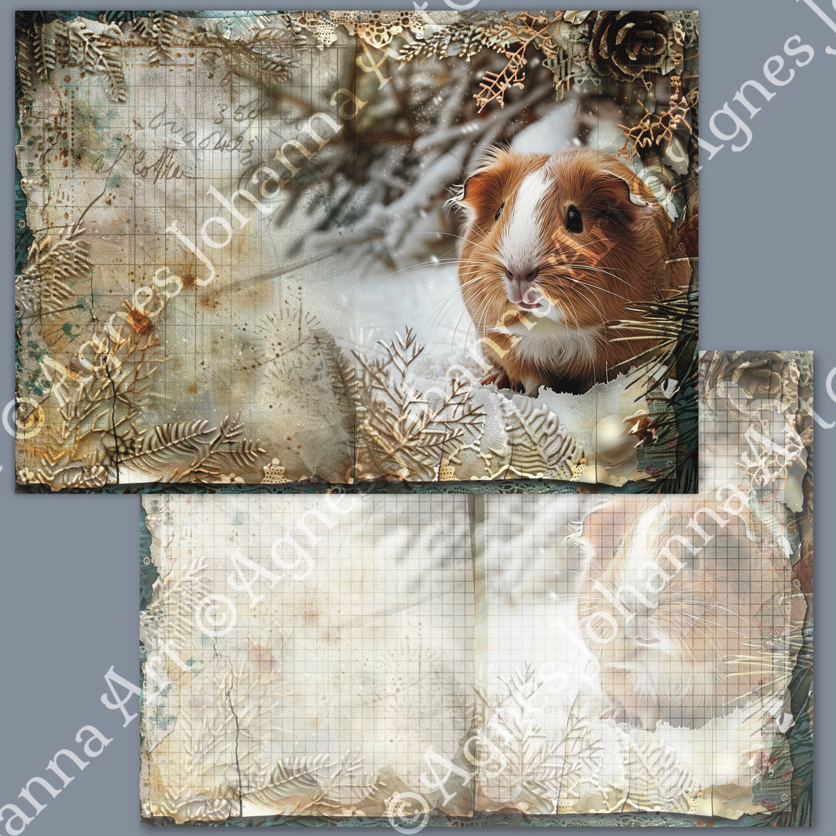 Gedrucktes Papierset "Tierische Freunde - Nager Meerschweinchen"