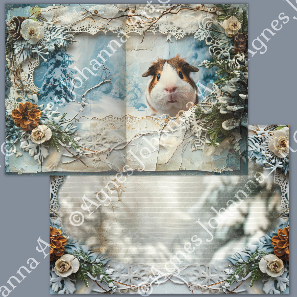 Gedrucktes Papierset "Tierische Freunde - Nager Meerschweinchen"