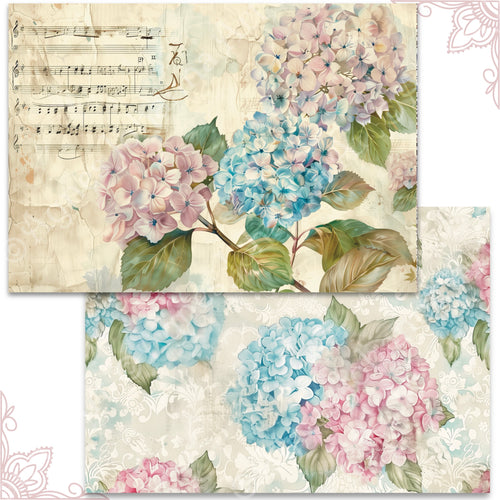 Digitales Papierset "Melody Hortensia" - A4 zum Ausdrucken