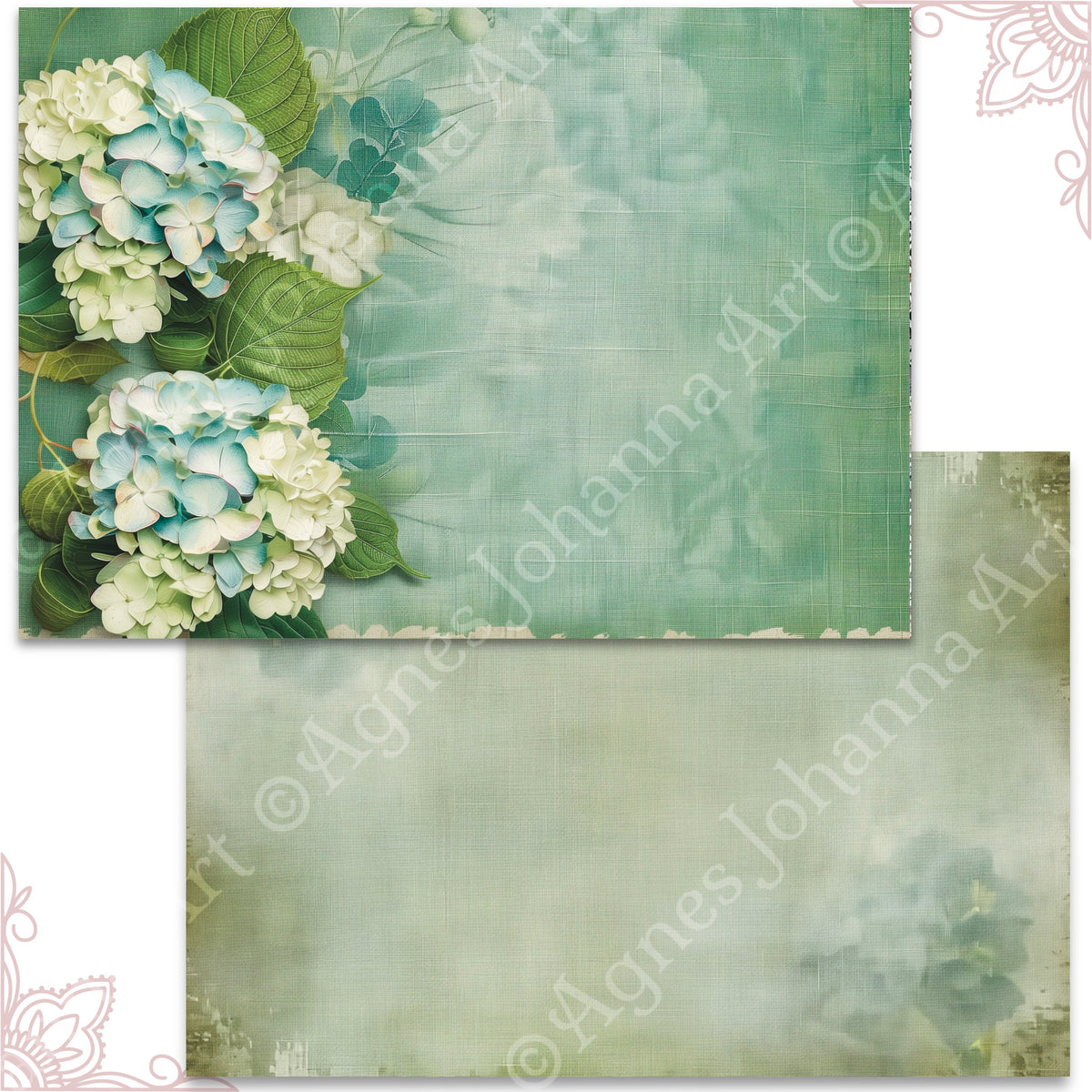 Digitales Papierset "Melody Hortensia" - A4 zum Ausdrucken