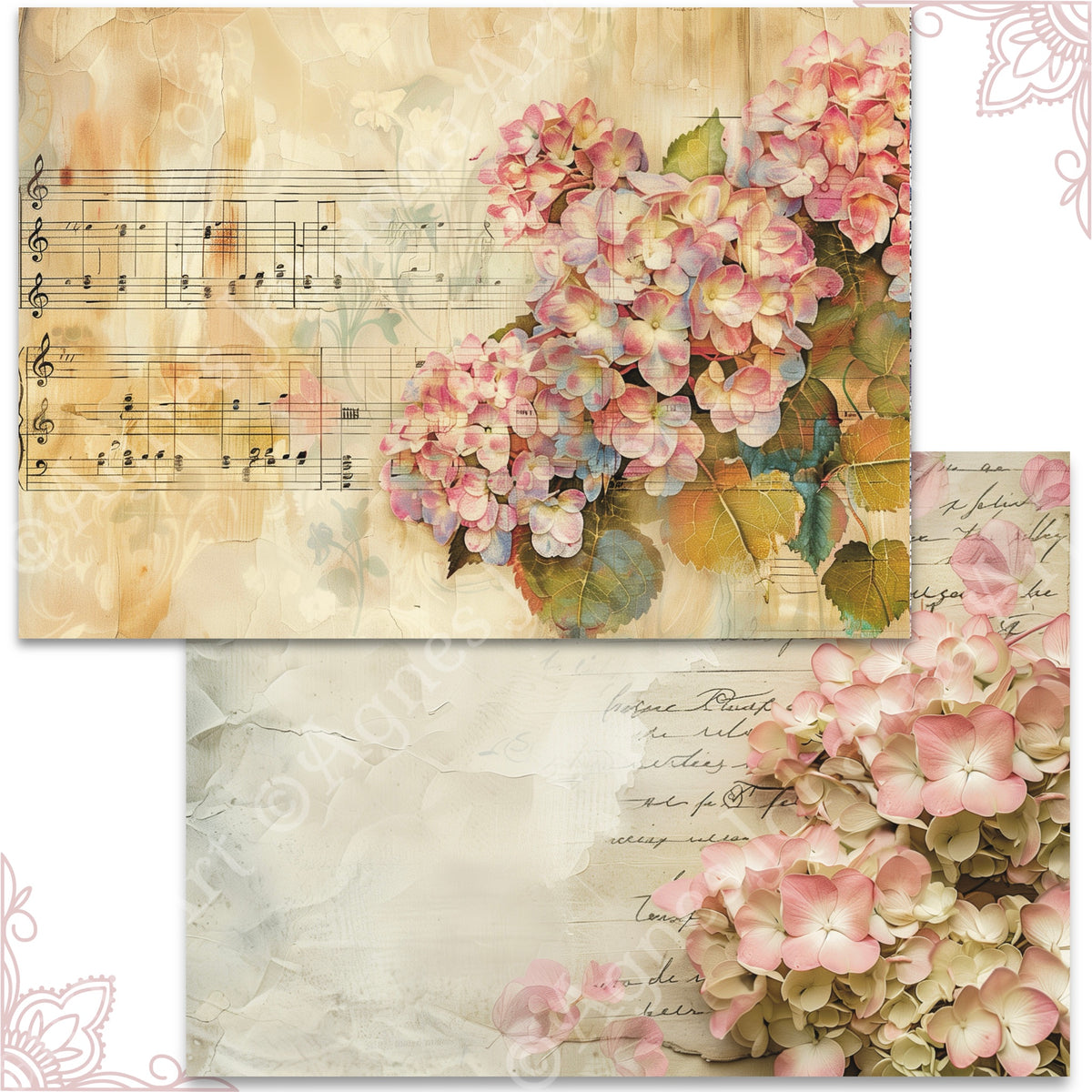 Digitales Papierset "Melody Hortensia" - A4 zum Ausdrucken