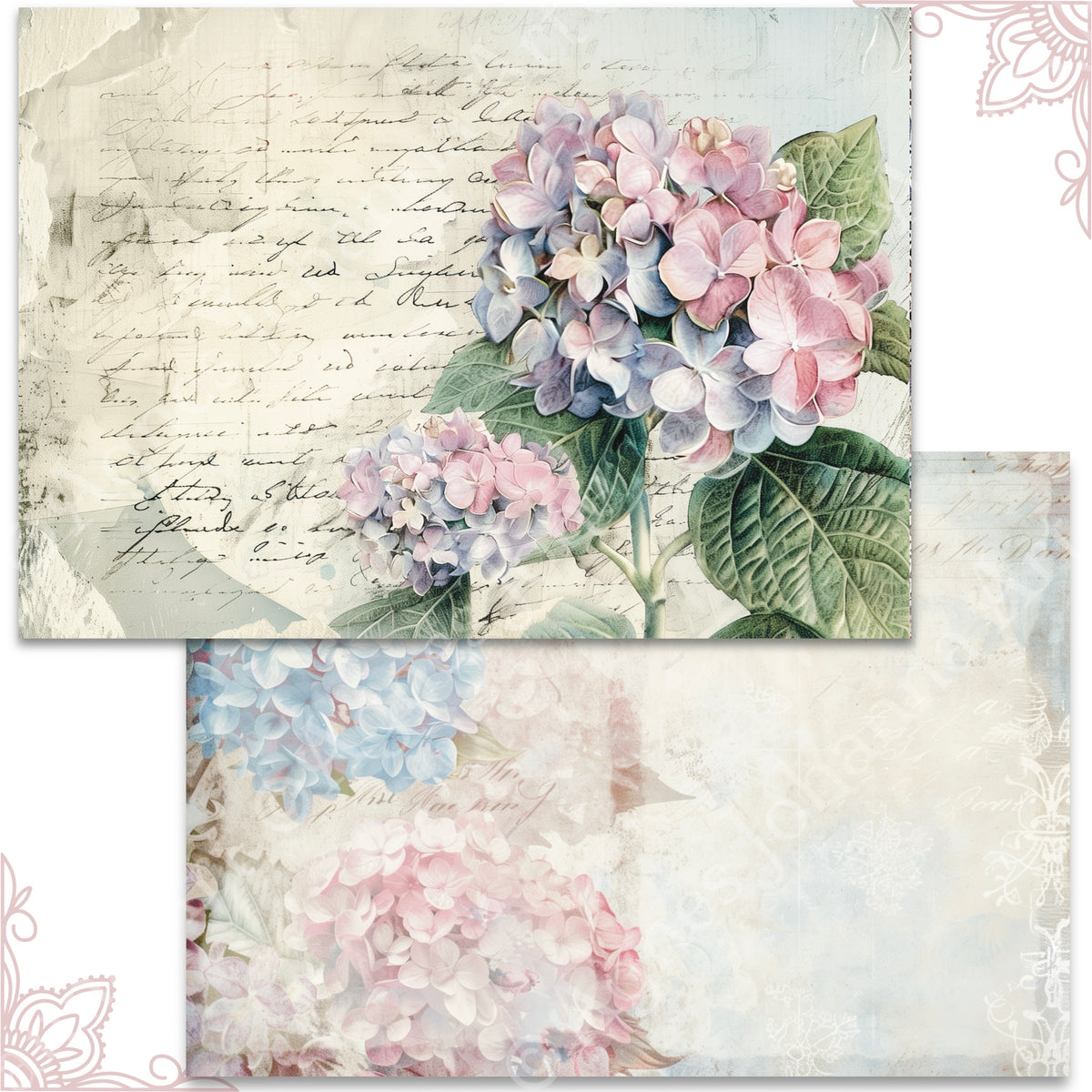 Digitales Papierset "Melody Hortensia" - A4 zum Ausdrucken