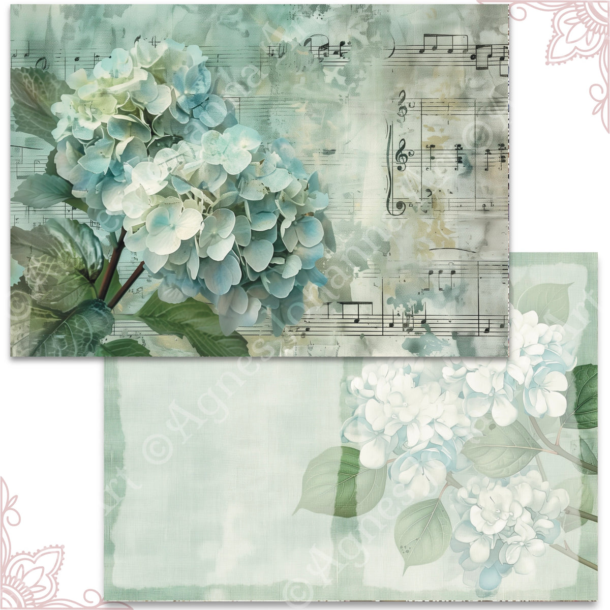 Digitales Papierset "Melody Hortensia" - A4 zum Ausdrucken