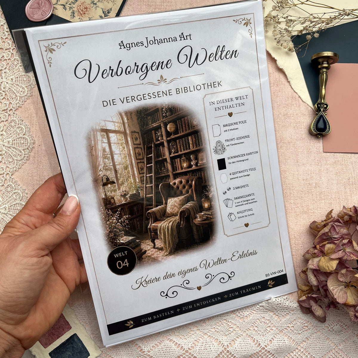 Verborgene Welten – Die vergessene Bibliothek | Interaktives Bastelset fürs Junk Journal