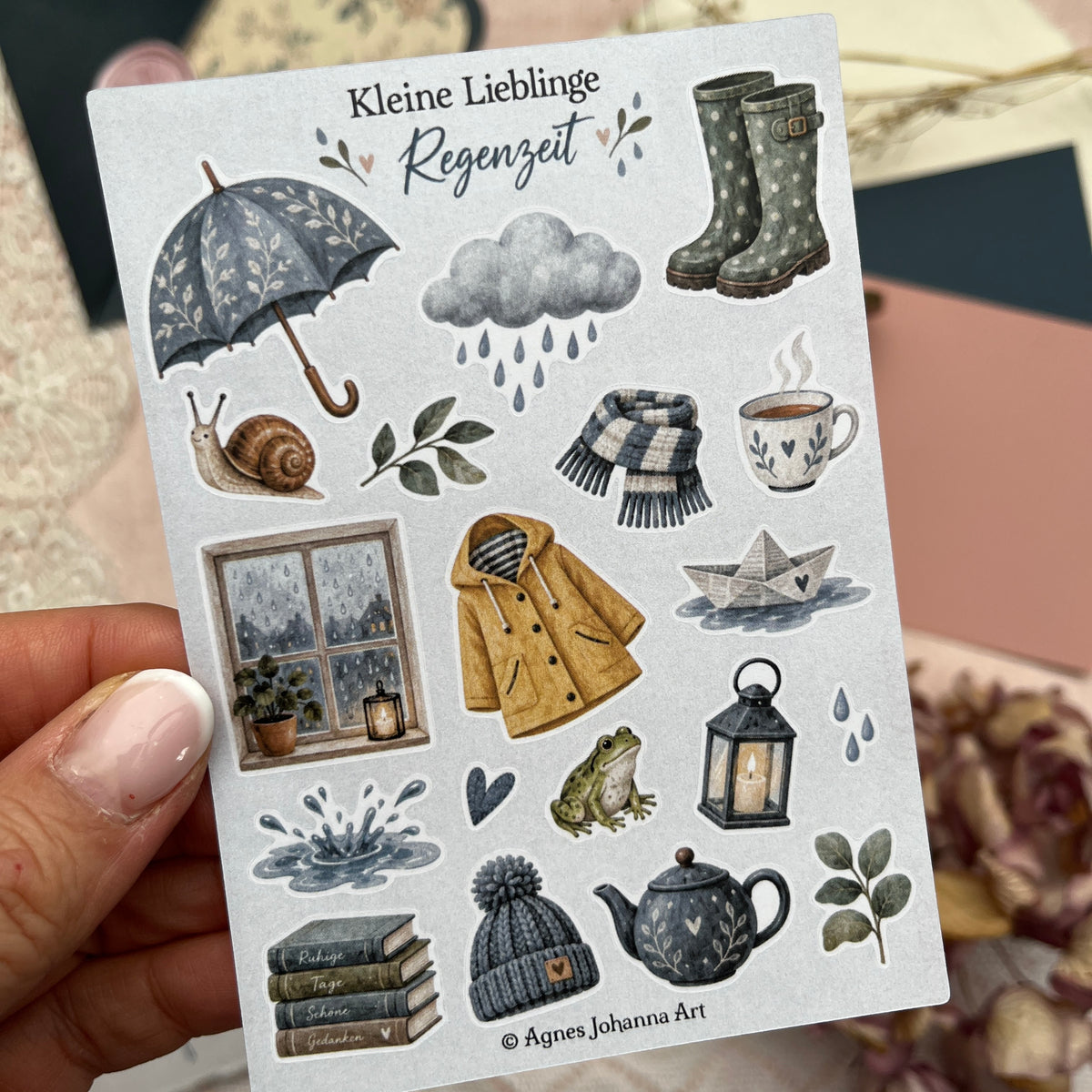 Kleine Lieblinge – Regenzeit | Mini-Stickerbogen