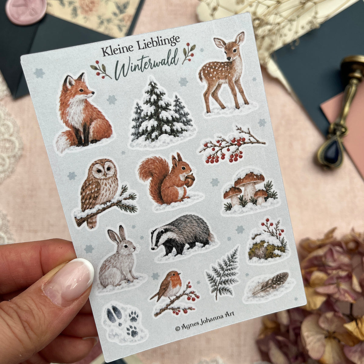 Kleine Lieblinge – Winterwald | Mini-Stickerbogen