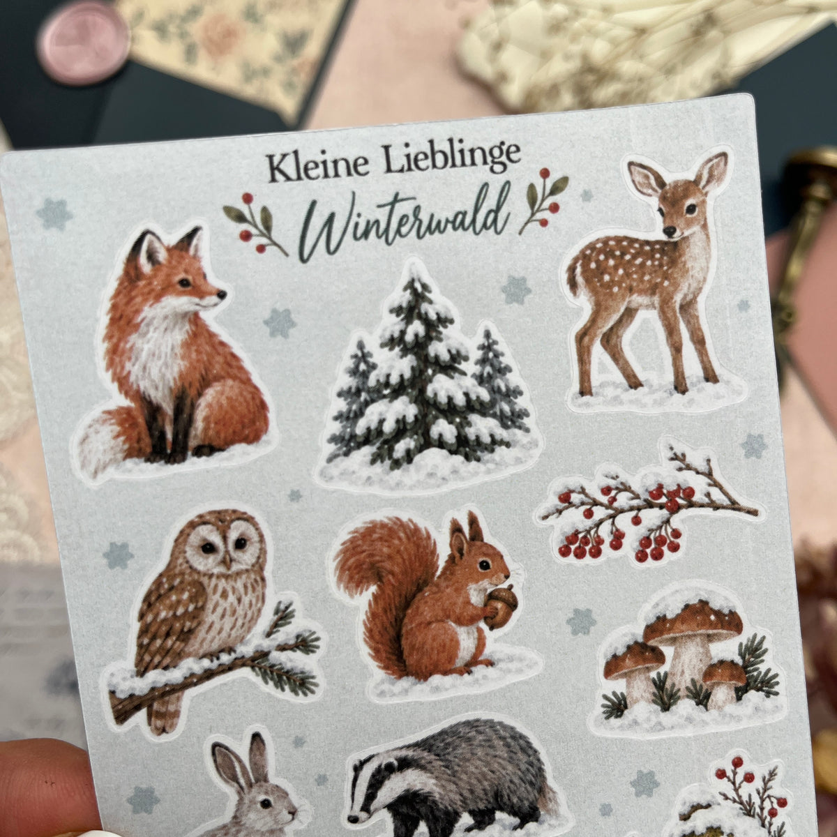Kleine Lieblinge – Winterwald | Mini-Stickerbogen