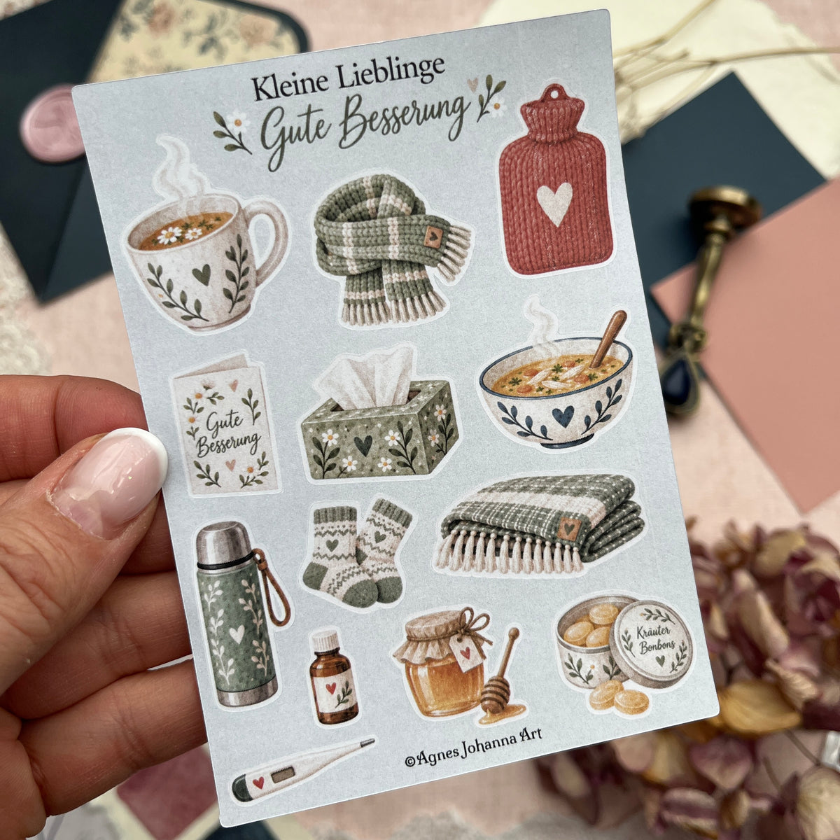 Kleine Lieblinge – Gute Besserung | Mini-Stickerbogen