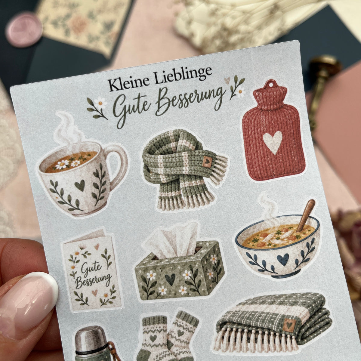 Kleine Lieblinge – Gute Besserung | Mini-Stickerbogen