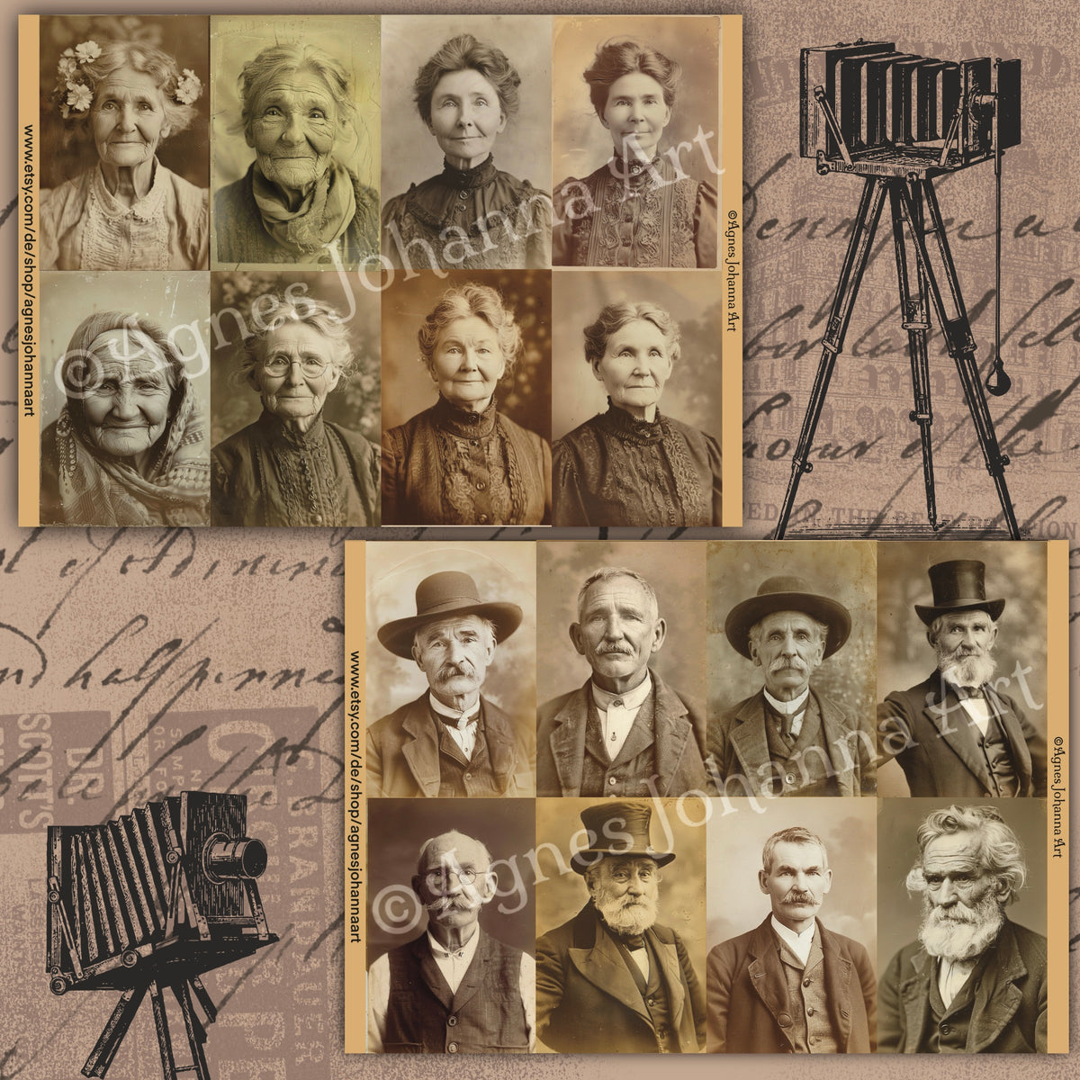 Digitale Journal Karten | Vintage Kabinett Oldie Kollektion